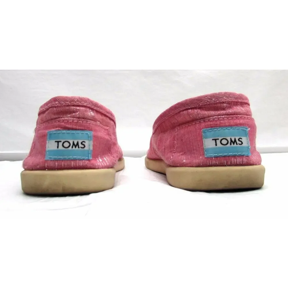 Tom's youth 5.5 pink girls loafers shoes comfort flats